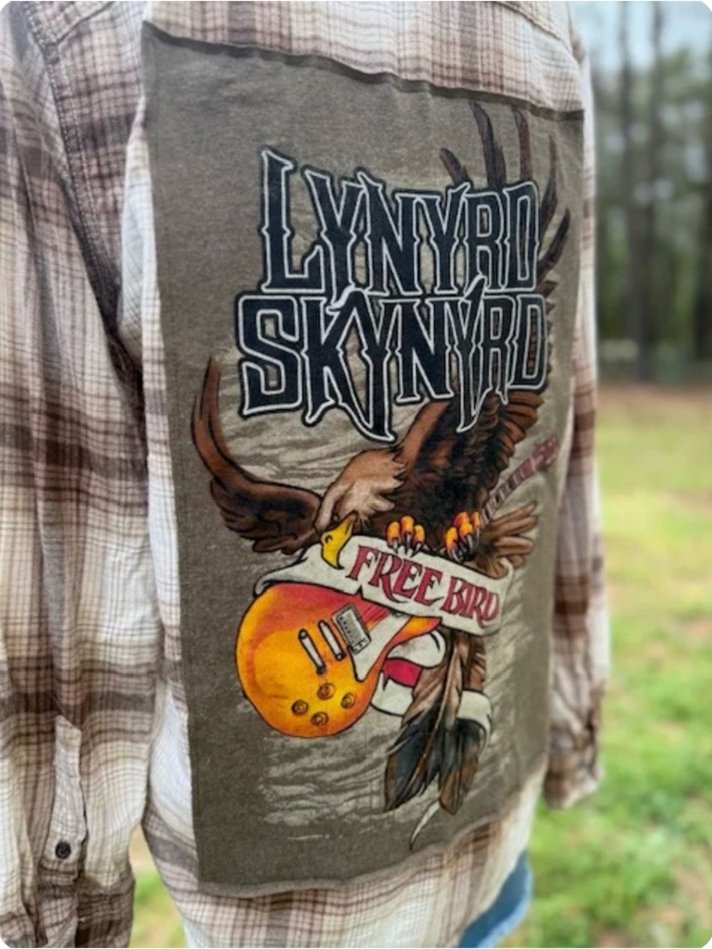 Upcycled Lynyrd Skynyrd 'Free Bird' Graphic Flannel Shirt